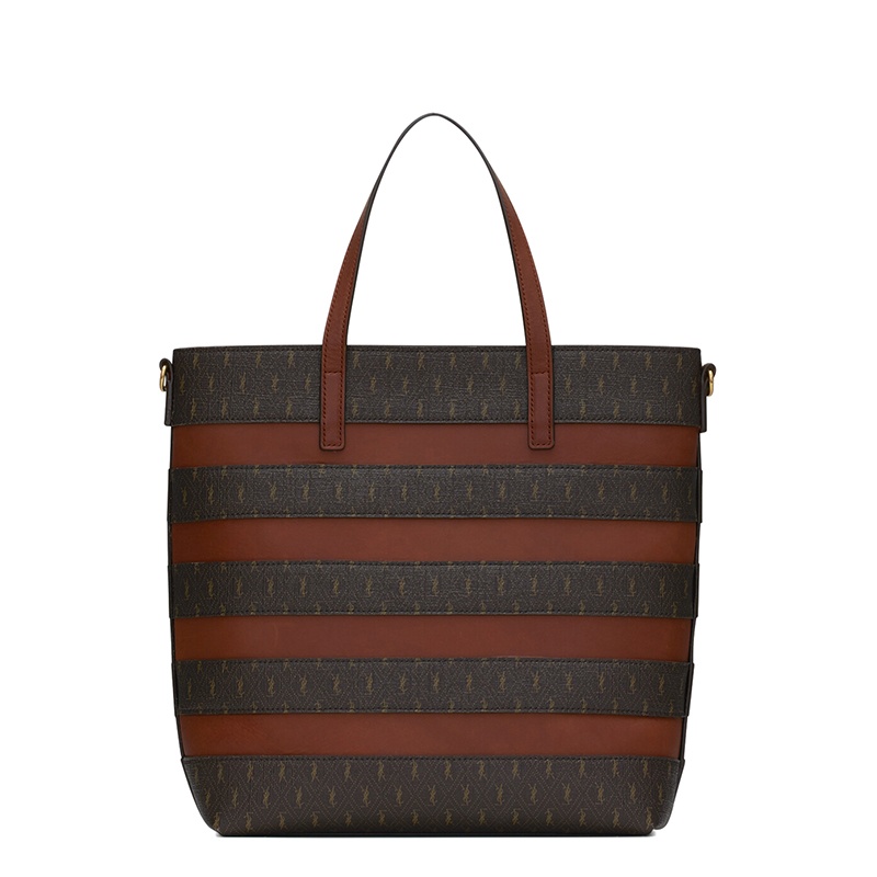 商品Yves Saint Laurent| SAINT LAURENT PARIS/圣罗兰 YSL 秋冬新款 MONOGRAMME系列 女士栗色徽标印花帆布条纹皮革单肩斜挎手提购物包6003072UY3W2166,价格¥9863,第4张图片详细描述
