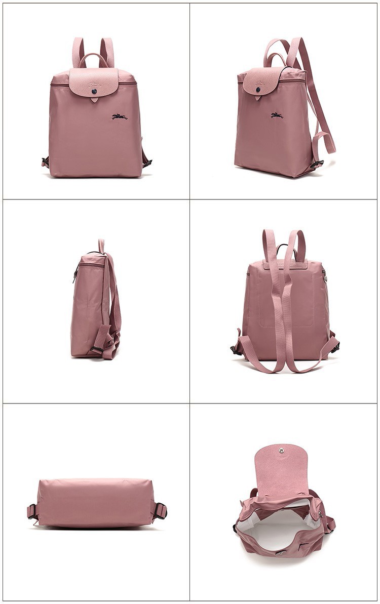 商品Longchamp|LONGCHAMP 珑骧 女士织物可折叠女包双肩包  复古粉色  L1699619P44,价格¥625,第8张图片详细描述