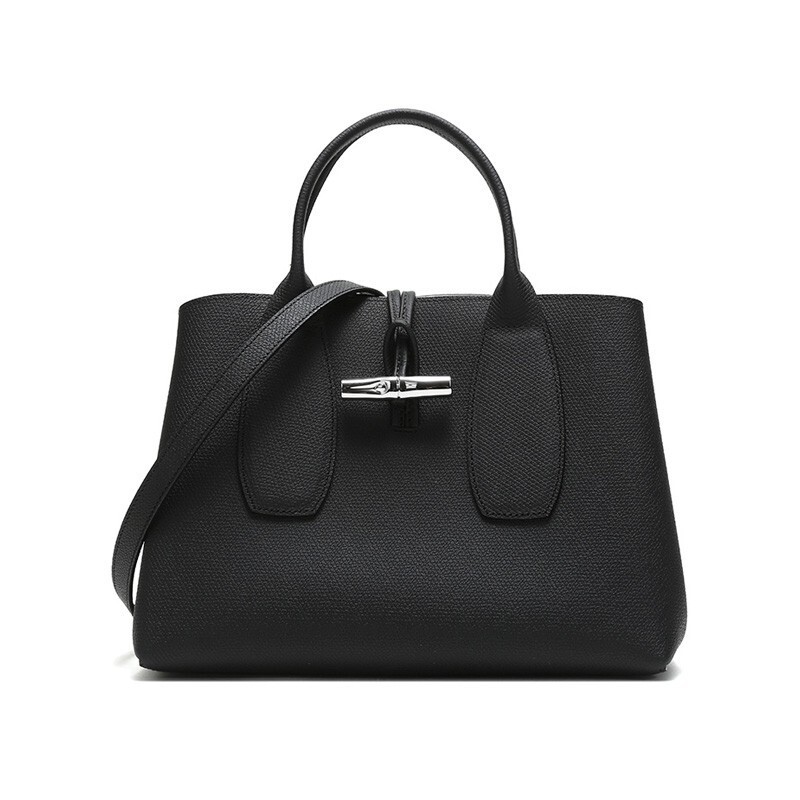 商品[国内直发] Longchamp|珑骧女士ROSEAU系列30中号牛皮革竹节扣可拆卸肩带手提单肩斜挎包比格包灰色棕色黑色10058 HPN ,价格¥3755,第6张图片详细描述