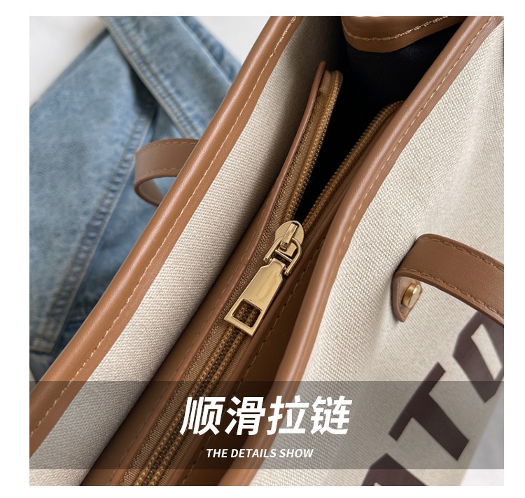商品[国内直发] GLENVINTEN|格岚云顿大容量包包女2022新款女包时尚通勤单肩包字母质感手提托特帆布包,价格¥113,第4张图片详细描述
