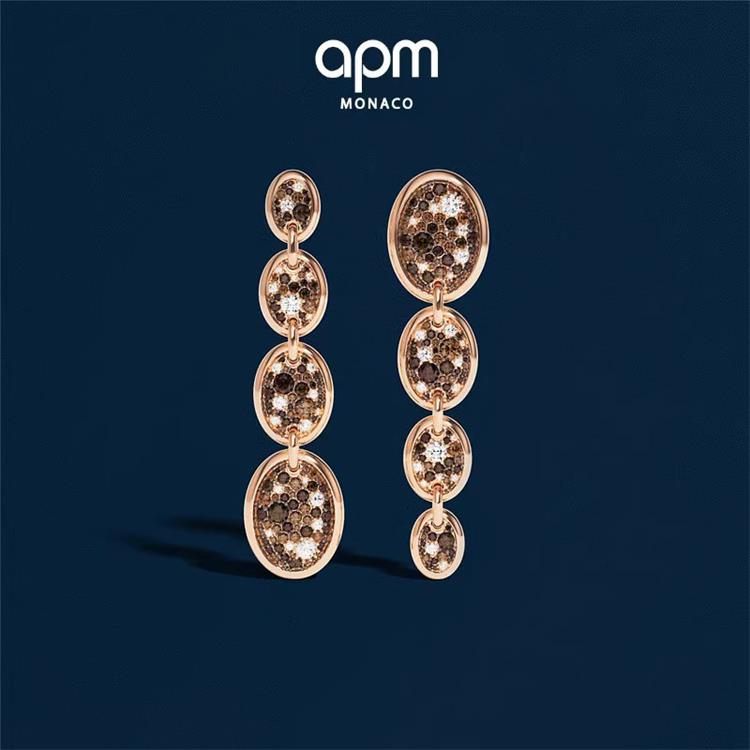 商品apm Monaco|APM Monaco密镶巧克力垂坠耳环个性浪漫 玫瑰金色 PE15363M,价格¥2210,第1张图片详细描述