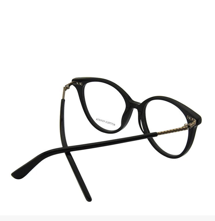 商品[国内直发] Bottega Veneta|BOTTEGA VENETA 葆蝶家 格纹拼接镜框百搭女士平光镜 BV0105O-001,价格¥763,第7张图片详细描述