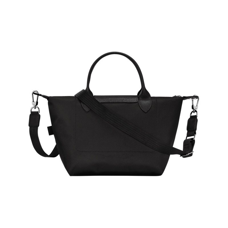 商品Longchamp|【现货速发】LONGCHAMP/珑骧 女士黑色帆布银色五金按扣拉链开合可调节肩带可斜挎小号手提包,价格¥1819,第24张图片详细描述