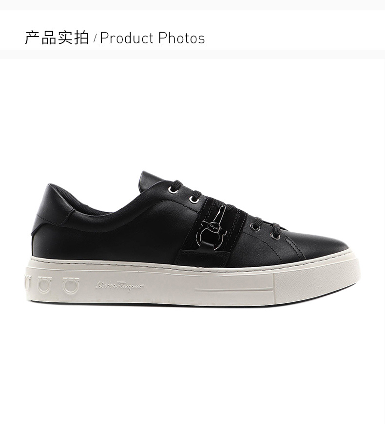 商品[国内直发] Salvatore Ferragamo|Salvatore Ferragamo 菲拉格慕 男士黑色白底休闲板鞋 02-C091-727810,价格¥3145,第4张图片详细描述