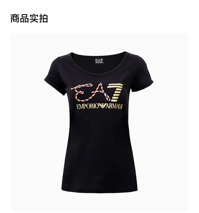 商品Emporio Armani|EMPORIO ARMANI 黑色女士T恤 3ZTT86-J52Z-1200,价格¥431,第4张图片详细描述