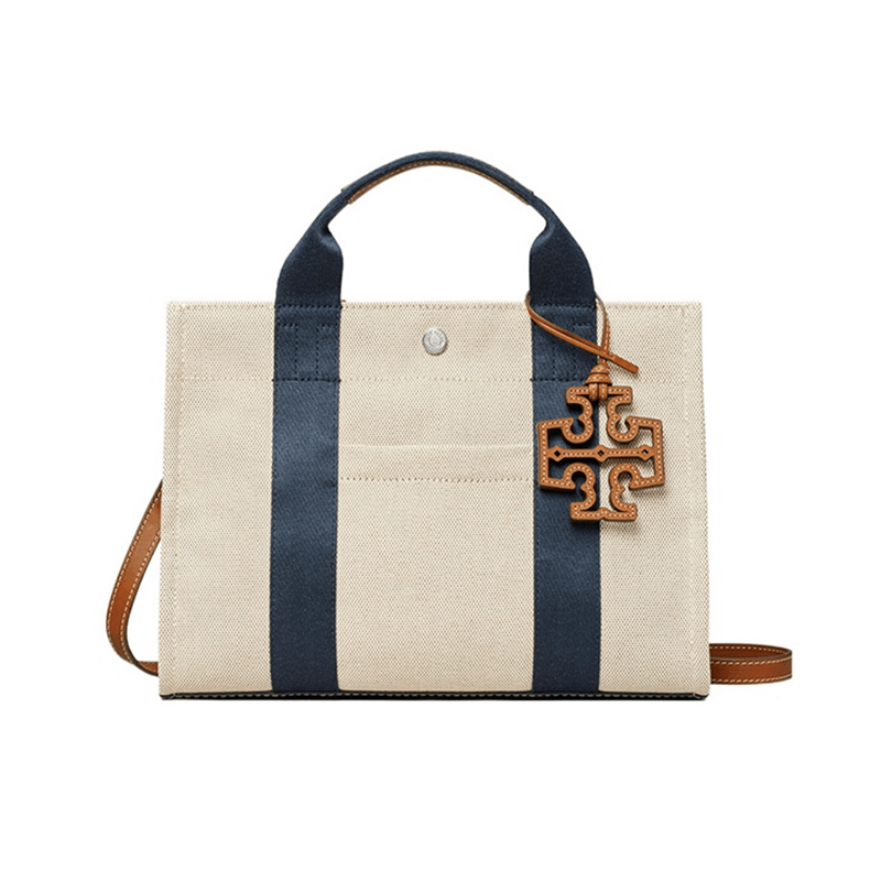 商品[国内直发] 【春节不打烊，国内现货速发】 Tory Burch|托里·伯奇TORY BURCH  奢侈品TB女包米色多色帆布配皮手提单肩包大号购物袋旅行包大容量托特包 89525-263,价格¥2069,第2张图片详细描述