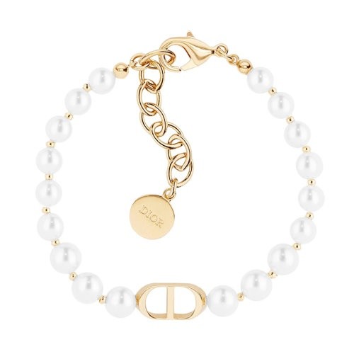 商品Dior|DIOR/迪奥 30 MONTAIGNE 金色金属CD白色树脂珠饰手链,价格¥3407,第2张图片详细描述