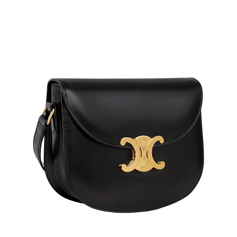 商品Celine|CELINE/赛琳 22新款BESACE TRIOMPHE系列 女士TEEN款式黑色牛皮革凯旋金扣翻盖开合单肩斜挎包,价格¥25382,第4张图片详细描述