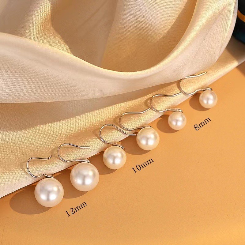 商品[国内直发] GLENVINTEN|格岚云顿新款简约复古银灰色白色高跟鞋耳环女奥地利施家珍珠925银镀金耳饰,价格¥117,第3张图片详细描述