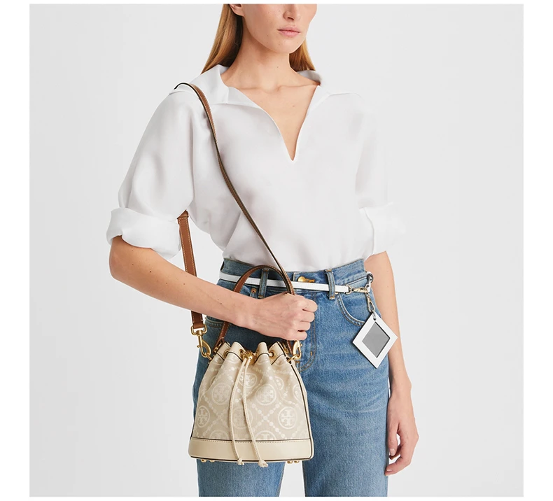 商品Tory Burch|TORY BURCH 白色女士水桶包 150492-254,价格¥2580,第8张图片详细描述