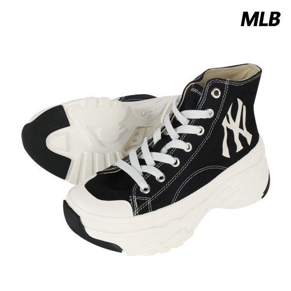 商品MLB|【SAvenue】MLB新款Chunky High NY舒适厚高休闲帮帆布鞋 黑色 男女同款(提示：保税仓货品一人不可超过5单)32SHU1-111-5-50L LY,价格¥296,第9张图片详细描述