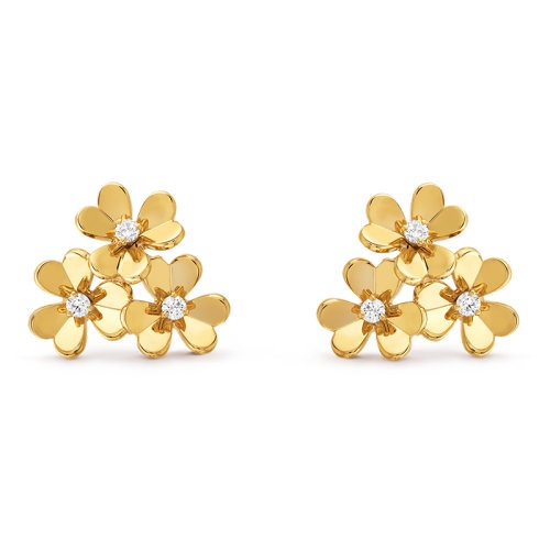 商品Van Cleef & Arpels| Van Cleef & Arpels/梵克雅宝 经典Frivole系列 18k金黄金镶嵌钻石3三瓣花朵迷你耳环VCARP2DV00,价格¥66044,第4张图片详细描述