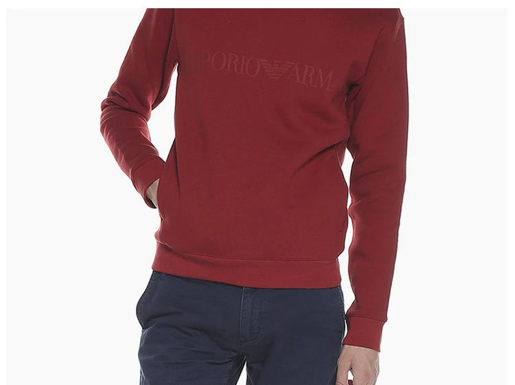 商品[国内直发] Emporio Armani|Emporio Armani 安普里奥 阿玛尼 男士红色纯棉套头上衣 6Y1MB1-1JBHZ-0380,价格¥268,第8张图片详细描述