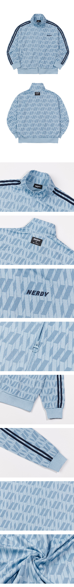 商品NERDY|【享贝家】（国内现货）NERDY 新款DNA Monogram Track Top训练外套运动夹克  男女同款 浅蓝色\紫色\粉红色\奶白色\黑色 PNES21KA21/黑色PNES21KA210106  G-QD,价格¥261,第2张图片详细描述