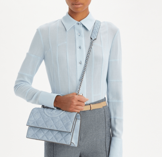 商品Tory Burch|汤丽柏琦 【秦岚同款】Fleming 小号牛仔肩背包斜挎女包（香港仓发货）	,价格¥3732,第14张图片详细描述