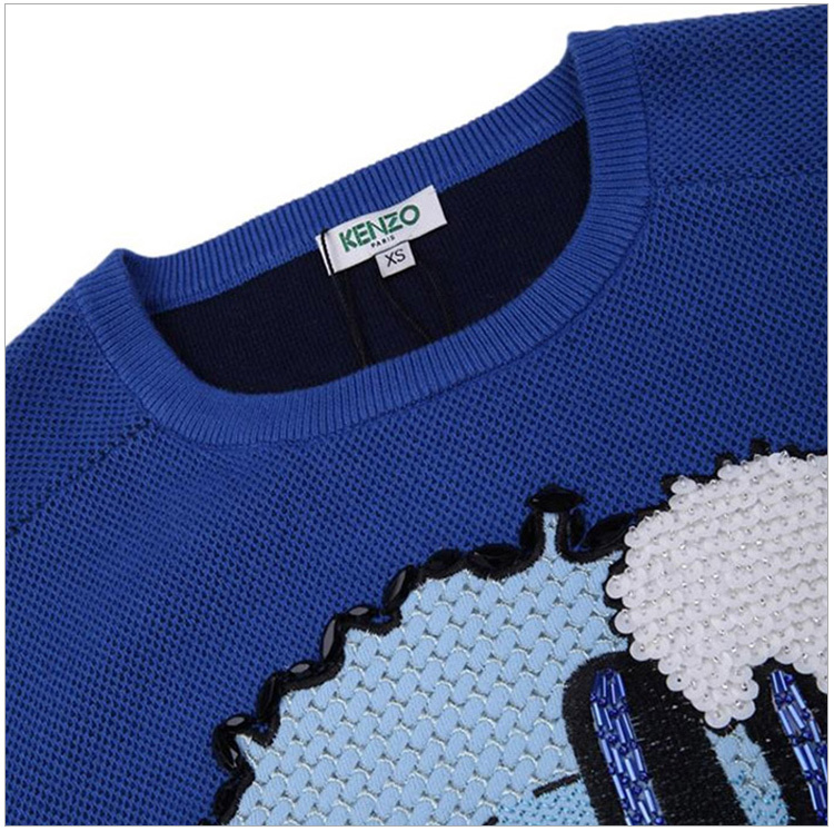 商品[国内直发] Kenzo|Kenzo 高田贤三 女士蓝色纯棉印花卫衣 F652TO56185874,价格¥772,第5张图片详细描述