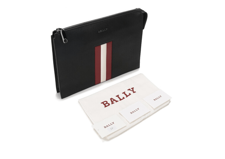 商品Bally|巴利 男士皮质手拿包黑色红白条纹EMING.TSP-6236768（澳门仓发货）,价格�¥5541,第6张图片详细描述