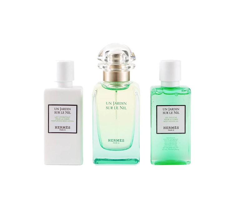 商品Hermes|Hermes/爱马仕 尼罗河花园香水套装礼盒 香水50ml+沐浴露40ml+身体乳40ml 清新持久留香,价格¥527,第2张图片详细描述