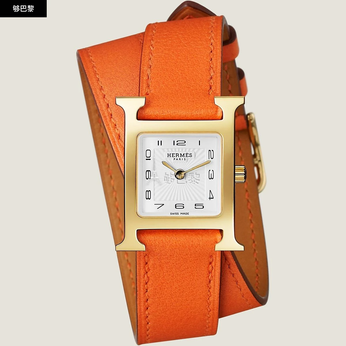 商品Hermes|【预售】 爱马仕 24秋冬 女士 手表带 Bracelet pour Heure H Petit modèle 25 mm, double tour WKB0046WK93107,价格¥4308,第4张图片详细描述