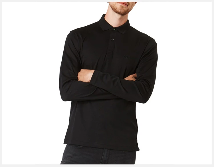 商品Hugo Boss|Hugo Boss 雨果博斯 男士纯棉时尚休闲翻领长袖POLO衫 PIROL-0510-001,价格¥812,第8张图片详细描述
