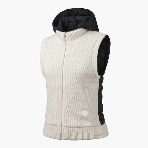 商品【预售商品15天发货】 DESCENTE|高球系列女性针织混合羽绒背心时尚保暖 DO42WFDVO4-IVYG,价格¥1596,第8张图片详细描述