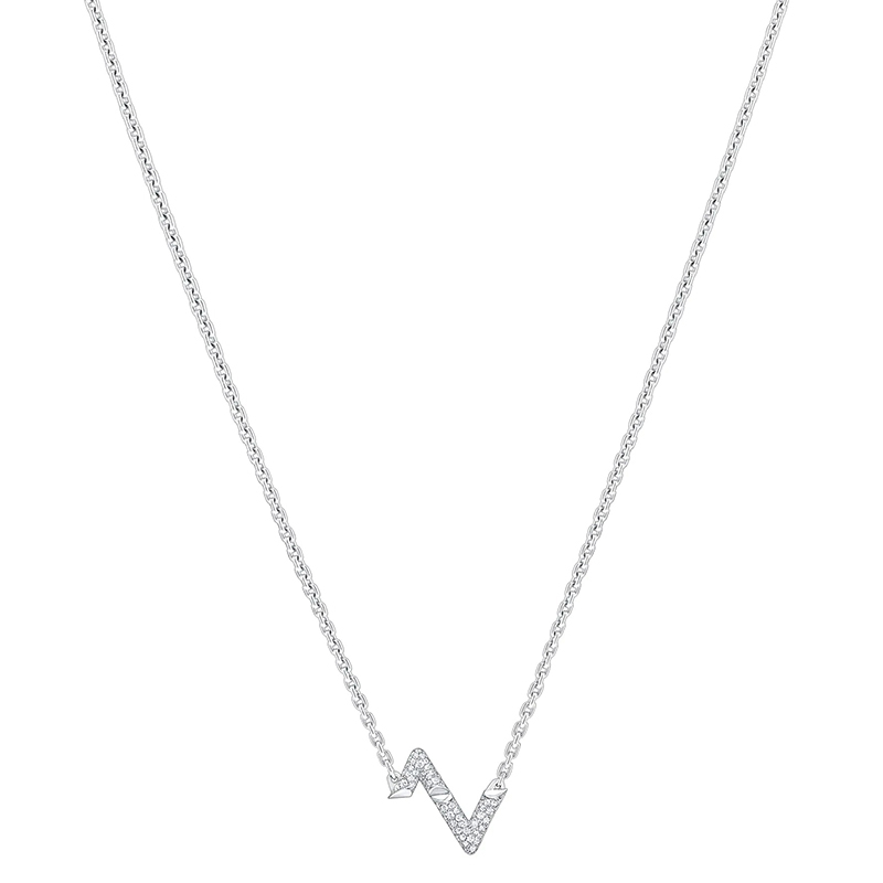 商品Louis Vuitton|预售十天Louis Vuitton/路易威登 22春夏新款Volt系列 18K金白金徽标字母组合造型镶嵌钻石项链Q93867,价格¥31546,第3张图片详细描述