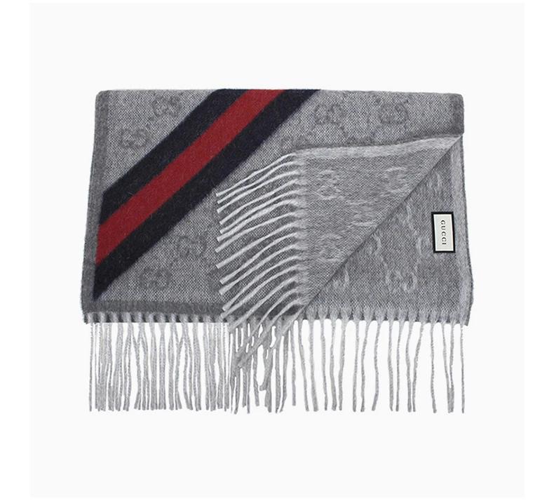 商品Gucci|GUCCI 灰色女士围巾 570603-3G200-1768,价格¥1535,第4张图片详细描述
