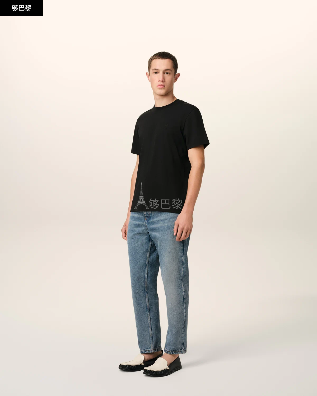 商品AMI|【预售】 AMI PARIS 25春夏 女士 短袖T恤 T-shirt Noir Ami de Coeur En Coton UTS003.724.001 ,价格¥1592,第4张图片详细描述