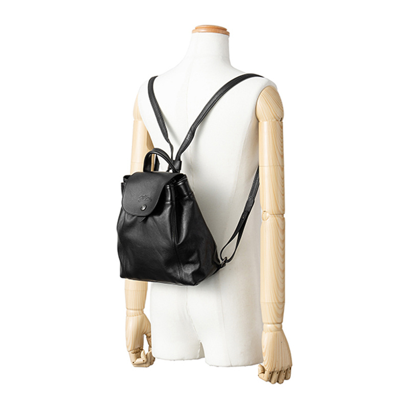 商品Longchamp|LONGCHAMP 女士黑色羊皮双肩包 1306757001,价格¥1807,第6张图片详细描述