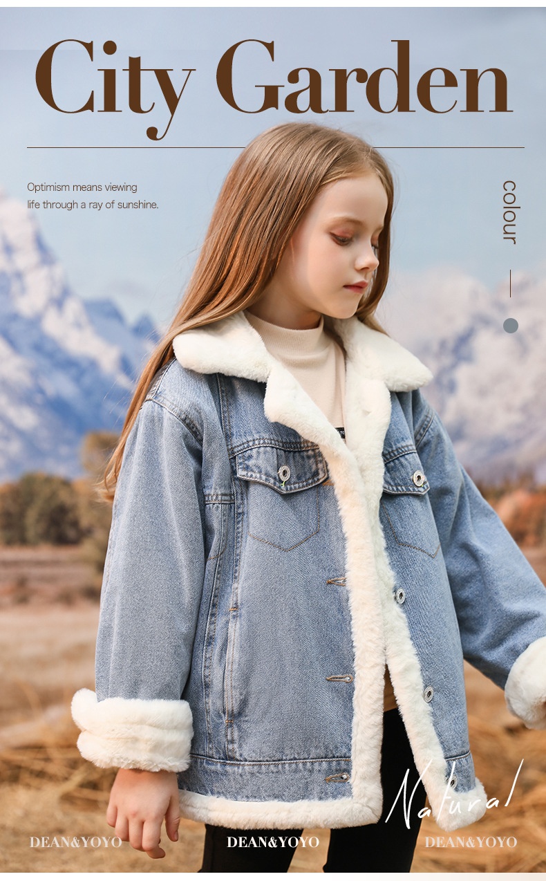 商品[国内直发] GLENVINTEN|格岚云顿英国品牌高端系列女童冬季牛仔外套2024秋冬新款中大童洋气时髦儿童加绒加厚大衣潮,价格¥423,第1张图片详细描述