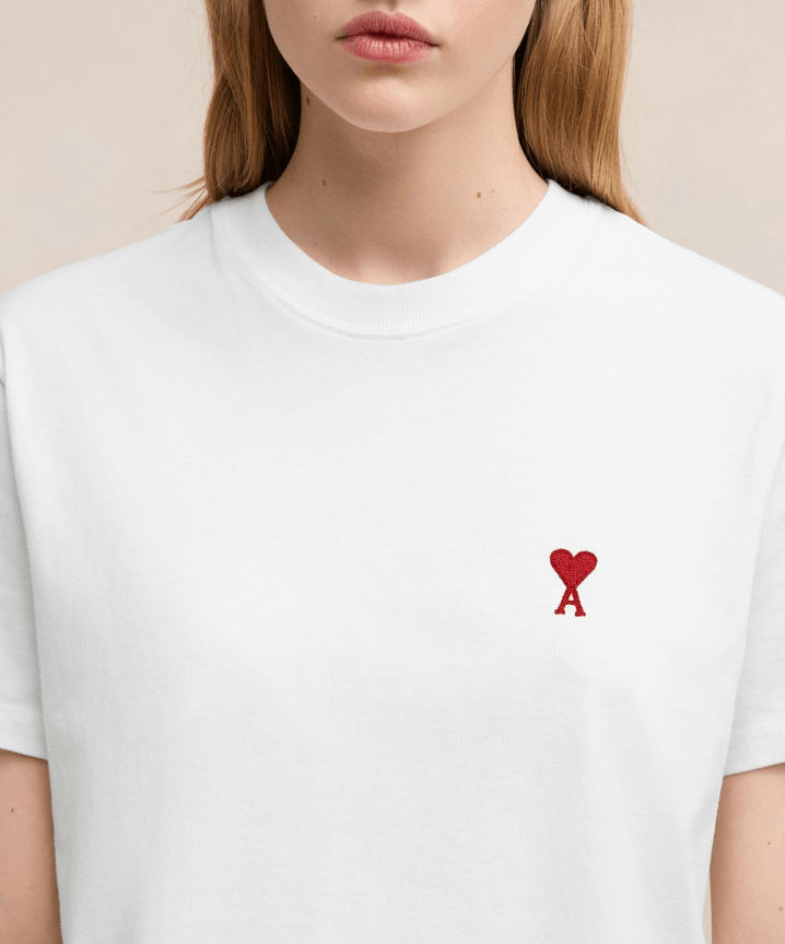 商品AMI|AMI男女同款经典爱心款红色爱心棉质短袖T恤黑色白色（香港仓发�货）,价格¥880,第10张图片详细描述