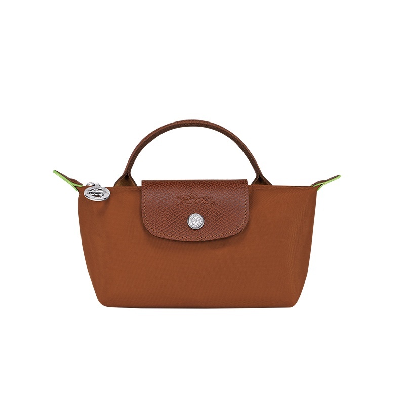 商品Longchamp|现货LONGCHAMP/珑骧 女士灰色帆布银色五金按扣拉链开合手提化妆包,价格¥675,第10张图片详细描述