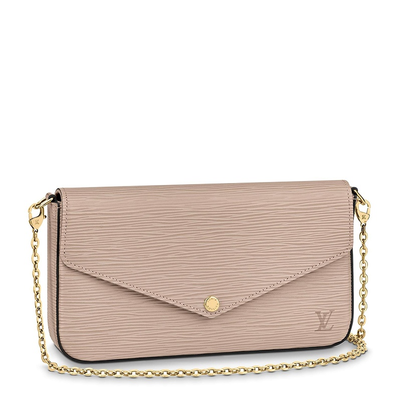商品Louis Vuitton|预售十天 Louis Vuitton/路易威登 22春夏新款FÉLICIE系列 女士象灰色水波纹牛皮革徽标印花金扣金链配可拆卸贴袋翻盖开合单肩斜挎手拿链条信封包M68758,价格¥10797,第2张图片详细描述