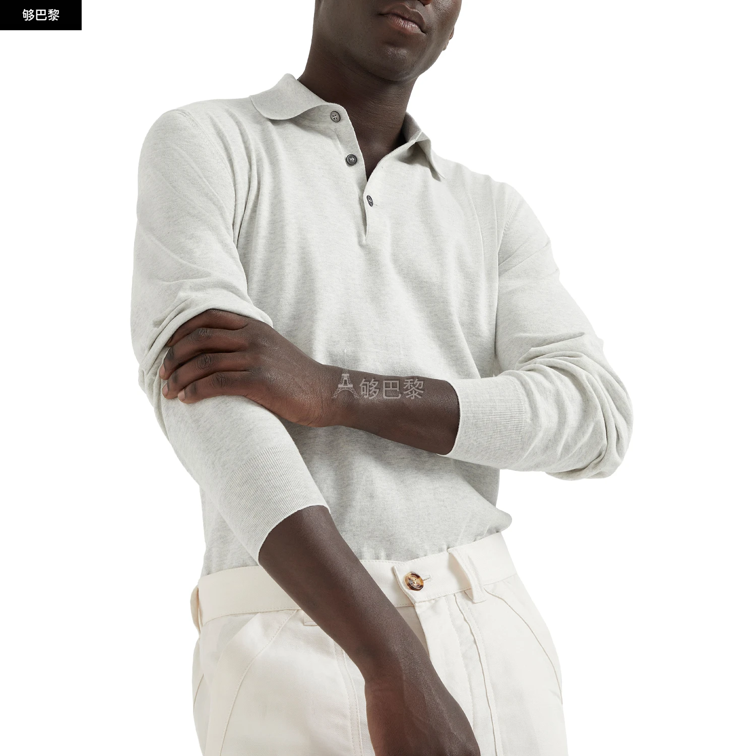 商品Brunello Cucinelli|【特惠9.0折】【预售】 男士 长袖Polo 马球衫风格针织衫  CUCJ649FGRY,价�格¥7015,第6张图片详细描述