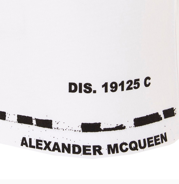 商品[国内直发] Alexander McQueen|Alexander McQueen 亚历山大·麦昆 男士白色印花短袖T恤 622104-QPZ57-0900,价格¥1773,第6张图片详细描述