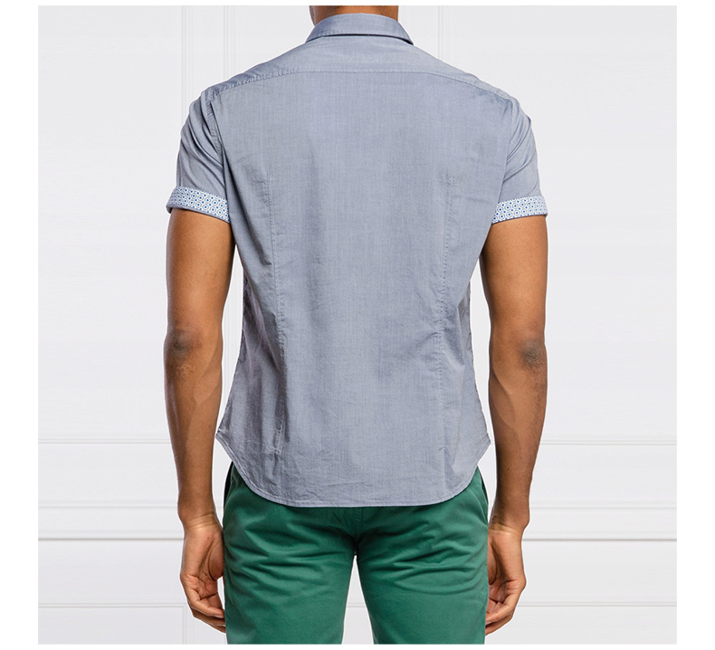 商品Hugo Boss|HUGO BOSS 男士蓝灰色棉质短袖衬衫 BIADIA-R-50420130-480,价格¥779,第8张图片详细描述
