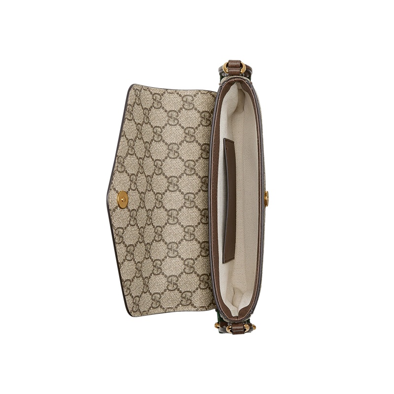 商品Gucci|古驰 23新款 OPHIDIA女士迷你米色/乌木色GG帆布配皮按扣开合斜挎包 76496196IWG8745（两色可选）,价格¥7992,第5张图片详细描述