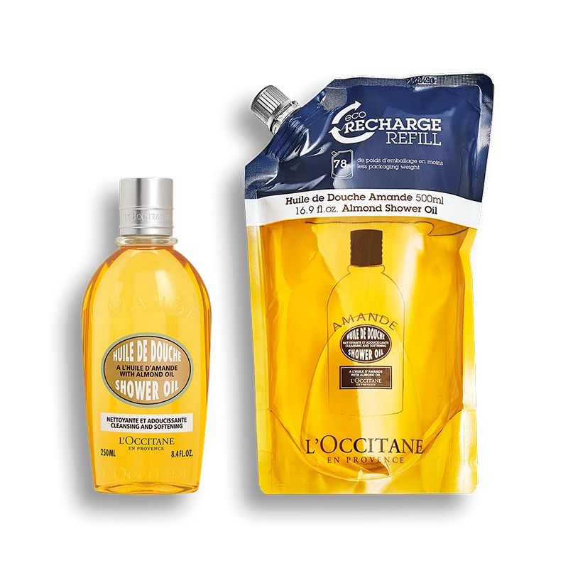 商品L'Occitane|欧舒丹2022限量甜扁桃套装 沐浴油250ml+补充装500ml,价格¥394,第11张图片详细描述