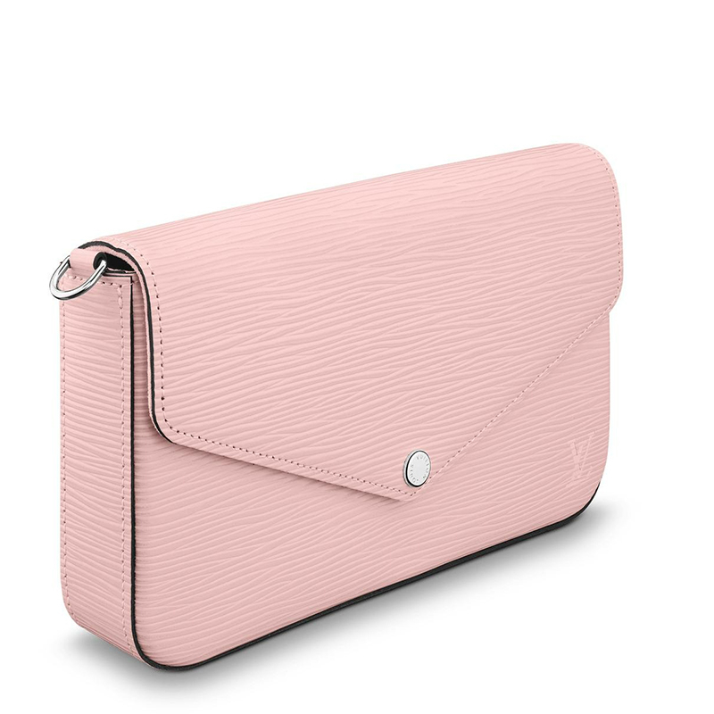 商品Louis Vuitton|预售十天 Louis Vuitton/路易威登 22春夏新款FÉLICIE系列 女士芭蕾粉水波纹牛皮革徽标印花银扣银链配可拆卸贴袋翻盖开合单肩斜挎手拿链条信封包M62467,价格¥11611,第5张图片详细描述