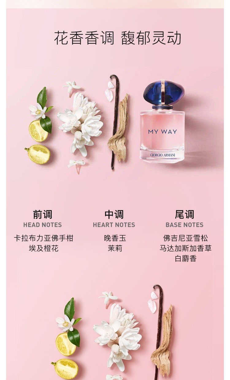 商品Giorgio Armani|【新品上市,专柜正品】阿玛尼全新MY WAY香水50ml30ml自我无界我行我路,价格¥556,第2张图片详细描述