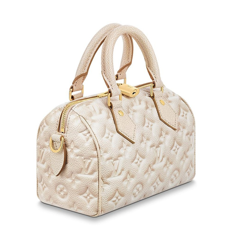 商品Louis Vuitton|【预售十天】Louis Vuitton/路易威登 SPEEDY 20系列 女士浅米色喷绘效果老花压纹粒面牛皮革金锁金链单肩斜跨链条包M46163,价格¥18807,第3张图片详细描述