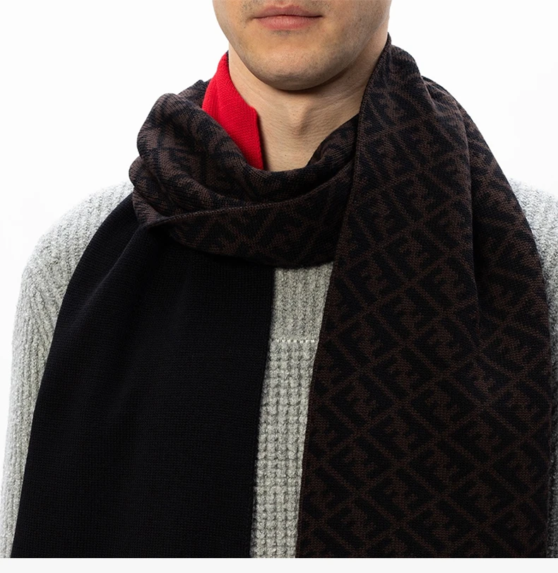 商品Fendi|FENDI 拼色男士围巾 FXS124-AEVB-F1DPC,价格¥2751,第5张图片详细描述