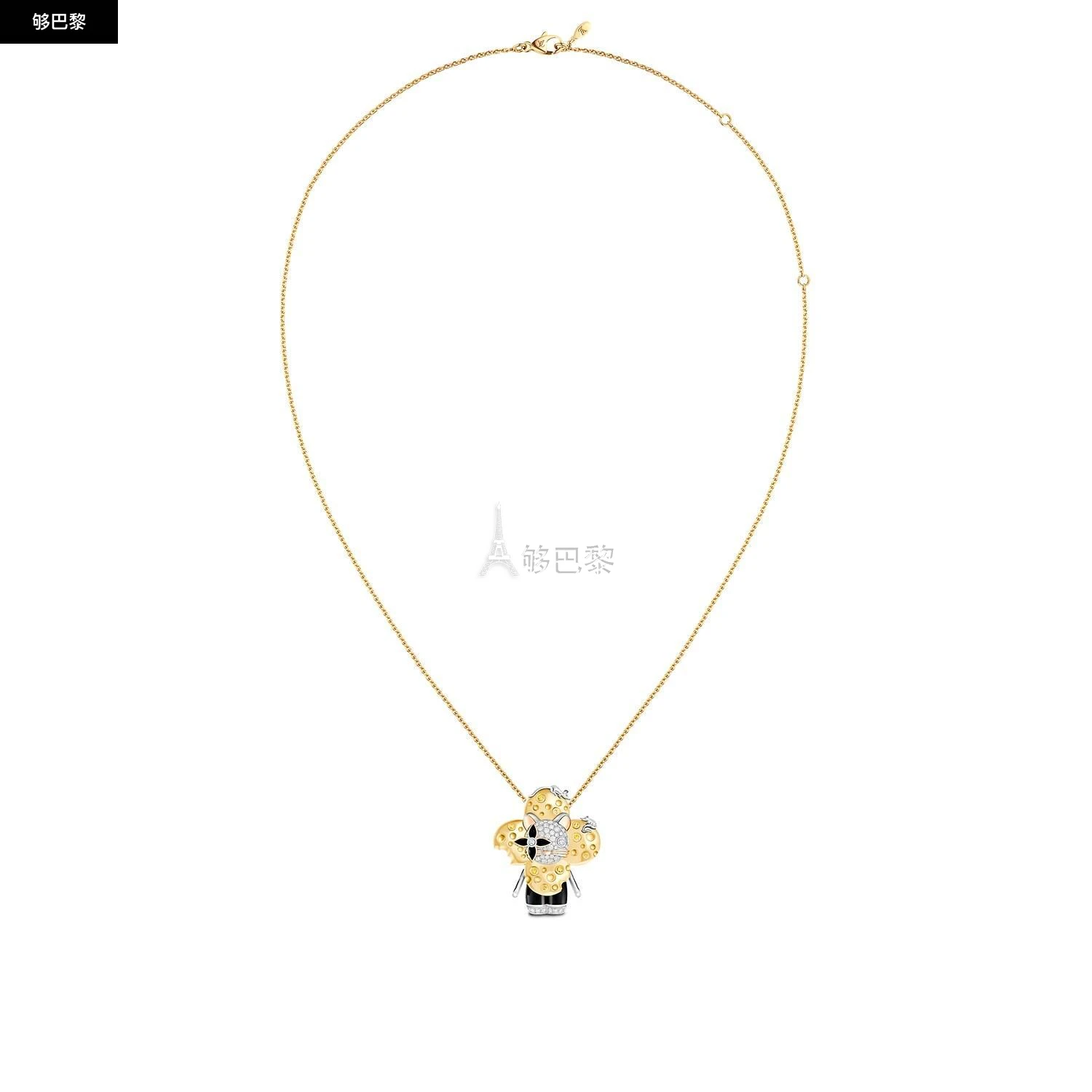 商品Louis Vuitton|【预售】 LV路易威登 24秋冬 女士 吊坠 VIVIENNE RAT 18K 金漆光钻石彩色宝石项链 Q93972,价格¥449756,第2张图片详细描述