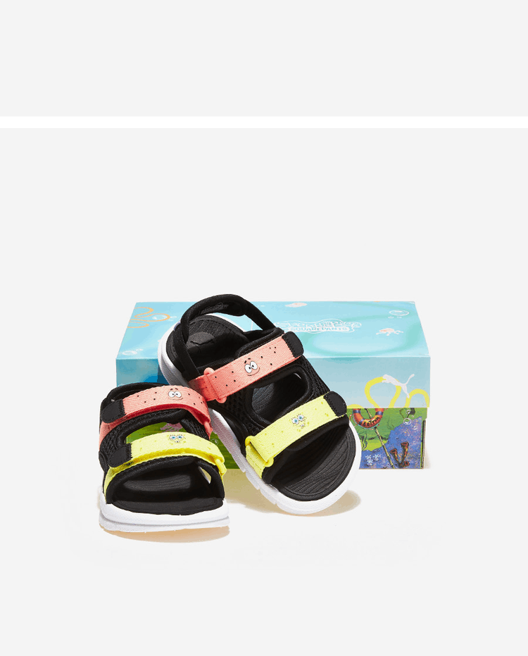 商品Puma|【Brilliant|包邮包税】彪马 Puma Evolve Sandal Spongebob PS 儿童  凉鞋 沙滩鞋 运动凉鞋 拖鞋  PKI39118901 PUMA Black-Rose Dust-Lucent Yellow-PUMA,价格¥300,第4张图片详细描述