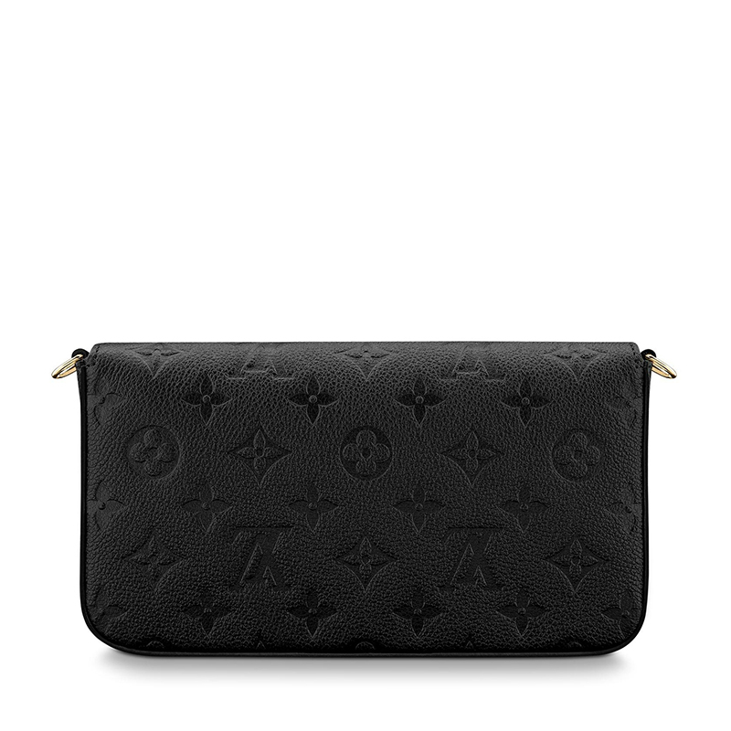 商品Louis Vuitton|预售十天 Louis Vuitton/路易威登 22春夏新款FÉLICIE系列 女士黑色老花压纹软粒面牛皮革金扣金链配可拆卸贴袋翻盖开合斜跨手拿链条信封包M64064,价格¥10776,第3张图片详细描��述