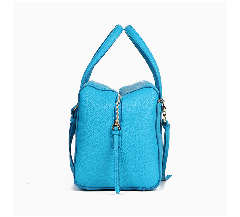 商品[国内直发] Salvatore Ferragamo|Salvatore Ferragamo 菲拉格慕 女士ADDY系列蓝色牛皮荔枝纹手提单肩斜挎休闲包 21-F565-0656475,价格¥4447,第3张图片详细描述