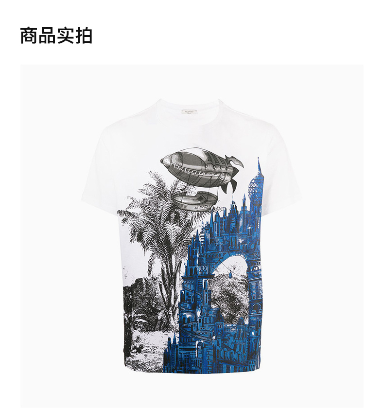 商品[国内直发] Valentino|VALENTINO 男士白色飞船印花短袖T恤 UV3MG07K-6HS-A1E,价格¥2929,第4张图片详细描述