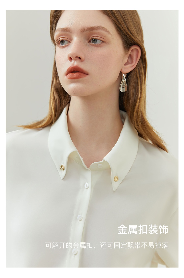 商品[国内直发] GLENVINTEN|格岚云顿新款时尚简约蝴蝶结雪纺衬衫女长袖气质飘带衬衣,价格¥222,第7张图片详细描述