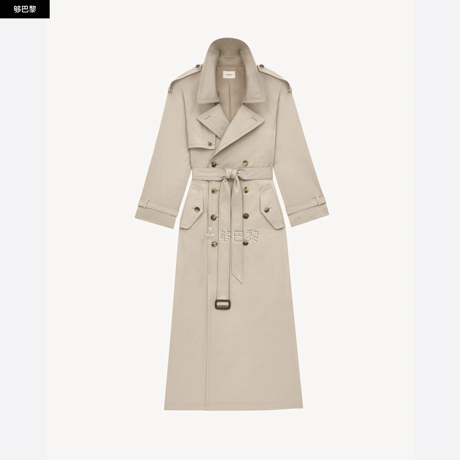 商品Yves Saint Laurent|【预售】 YSL圣罗兰 24秋冬 女士 风衣 TRENCH EN SERGÉ DE COTON 812414Y3A999610,价格¥30043,第4张图片详细描述