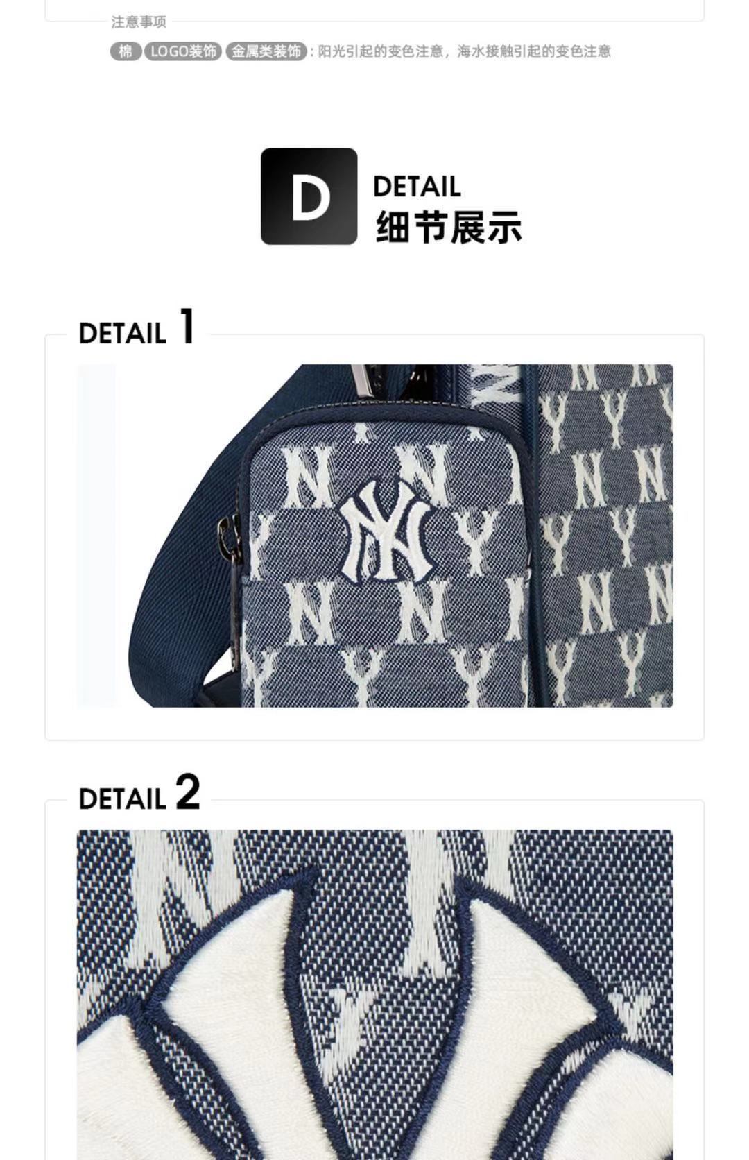 商品[国内直发] MLB|【官方防伪验证 国内发】MLB 腰包新款��胸包男女款复古满印老花约洋基队潮流百搭经典单肩斜挎包 ,价格¥494,第2张图片详细描述